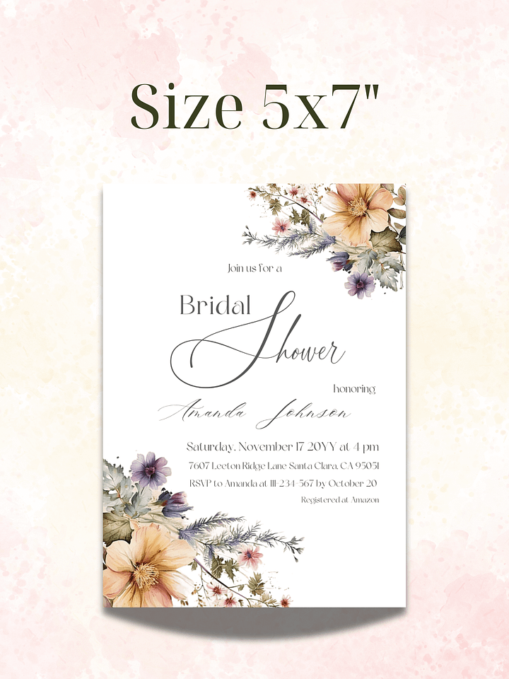 Rustic Bridal Shower Invitation for a Boho Floral Party Theme, Wildflower Themed Wedding Shower Invite Canva Template, Digital Download product image (2)