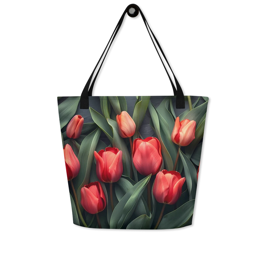 Tote Bag: Red Tulips Flowers Trendy Spring Floral Patterns Art Design product image (7)