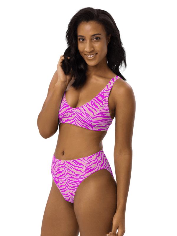 Tiger Print Pink & Pink High-Waisted Bikini product image (5)