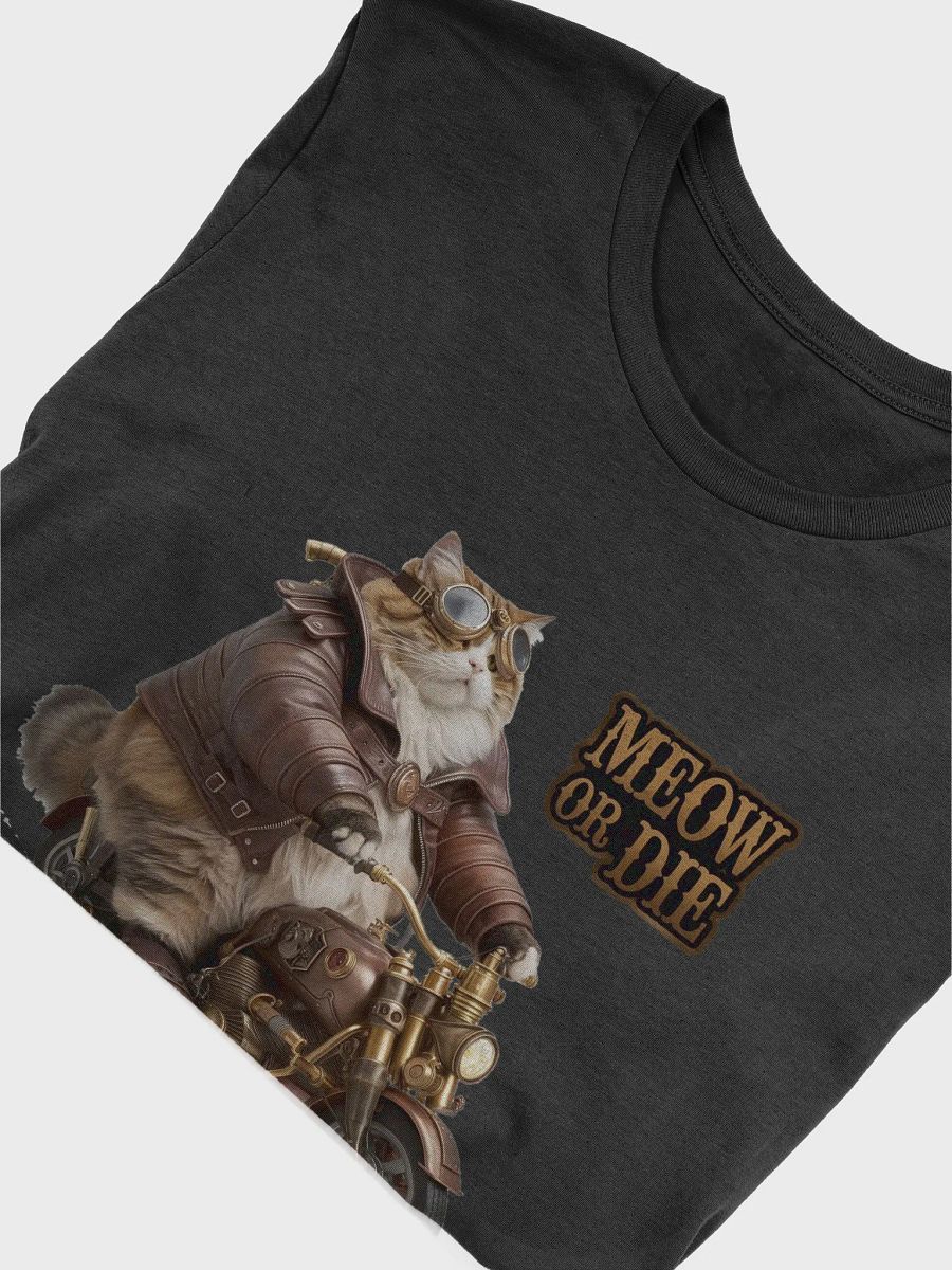 Meow or Die Steampunk Cat Biker T-Shirt product image (5)