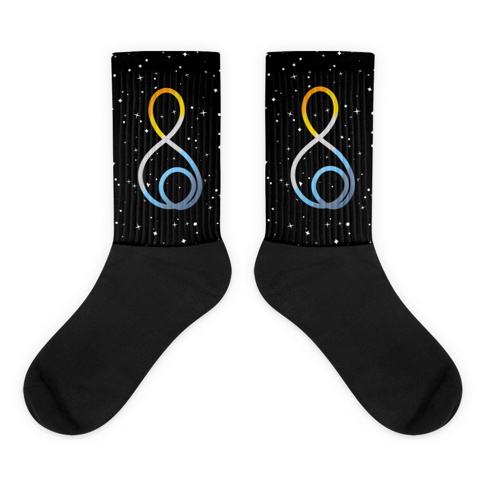 Treble Clef (Aroace) - Black Foot Sublimated Socks product image (1)