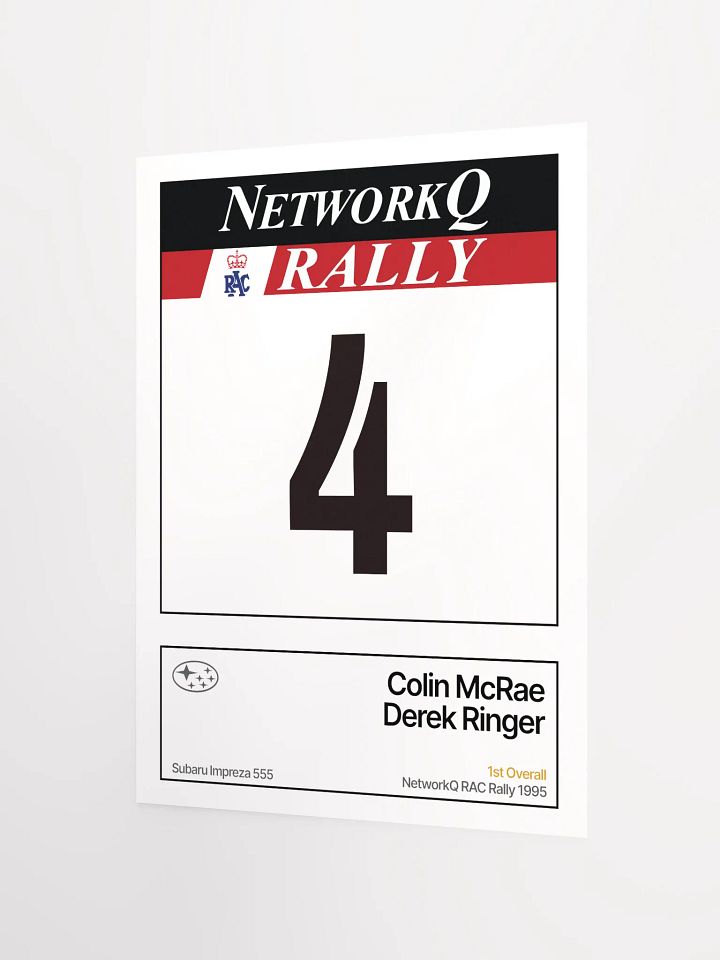 A3 Poster / Colin McRae / NetworkQ RAC Rally 1995 Number 4 product image (2)