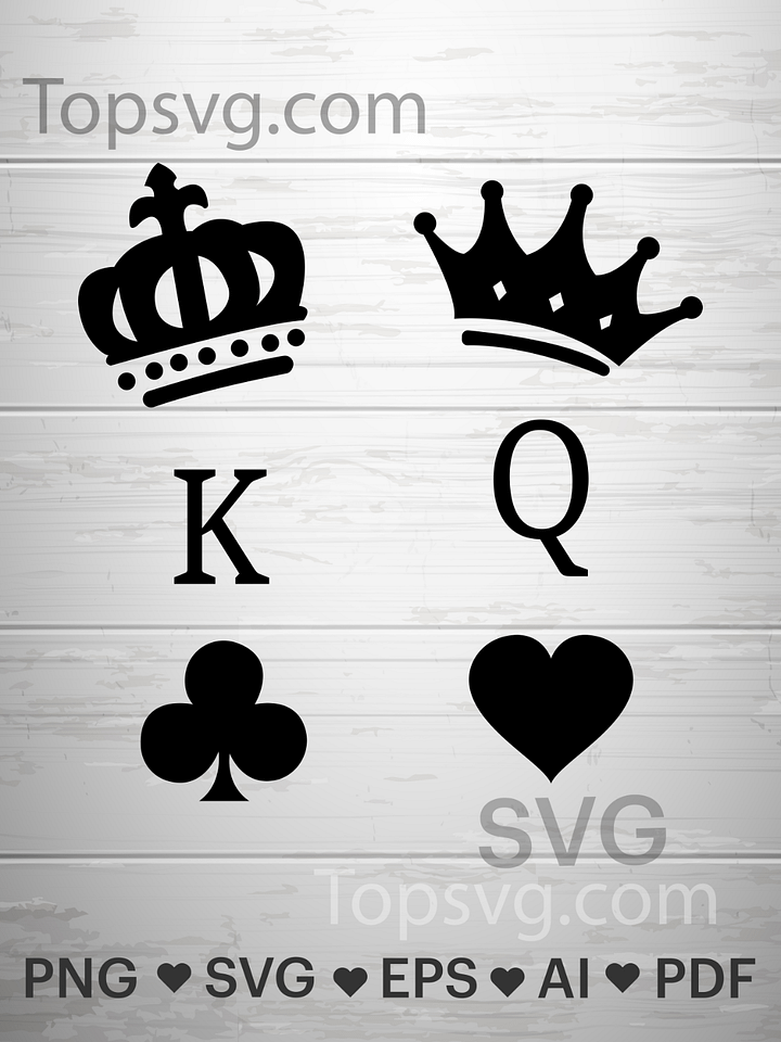 King and Queen SVG, his queen her king svg, Vector, Crown Svg, k and q, poker, Silhouette, Cricut Cutting File. product image (1)