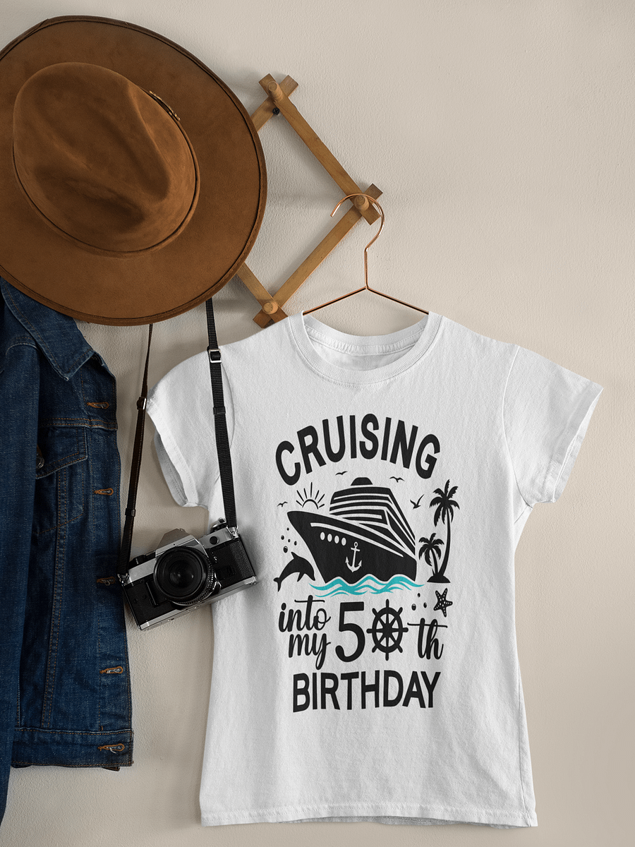 Cruising Into My 50th Birthday Unisex Softstyle T-Shirt Light Colours product image (3)