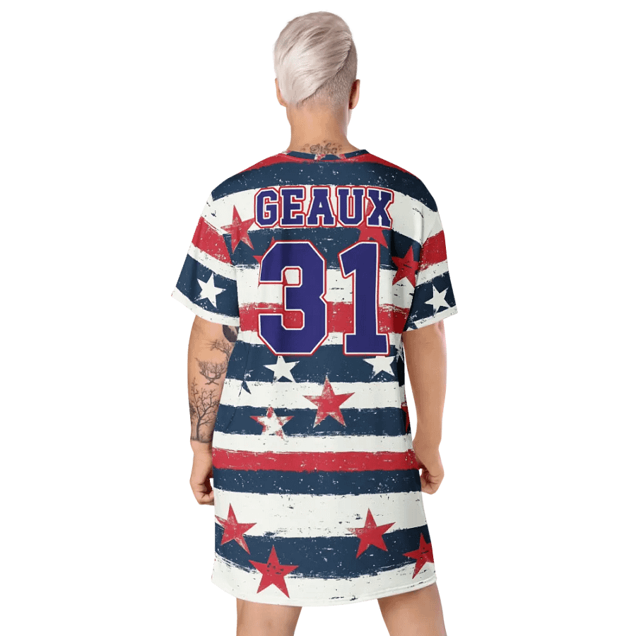 Geaux 31 (On Back) - Vintage Patriots (Stars & Stripes) T-Shirt Dress product image (9)