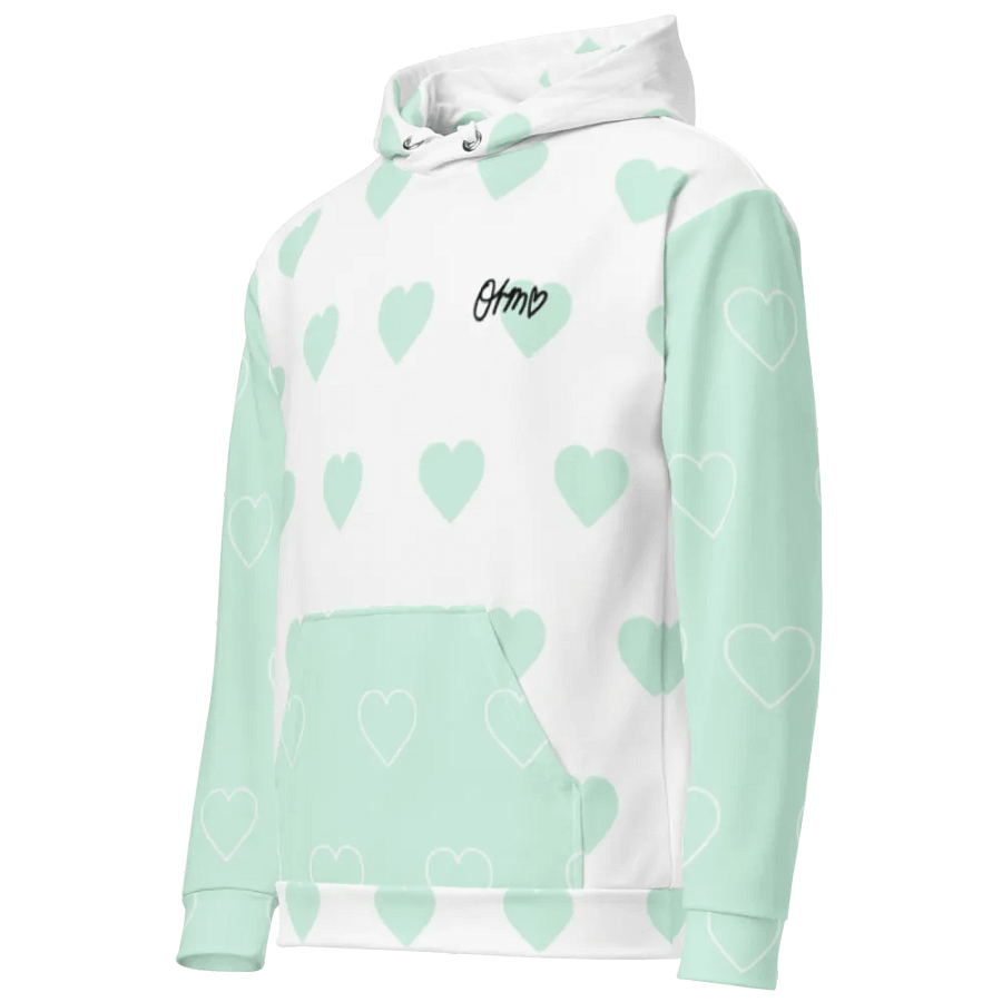 Orm Kornnaphat Heart Design Unisex Hoodie (White & Blue) product image (2)