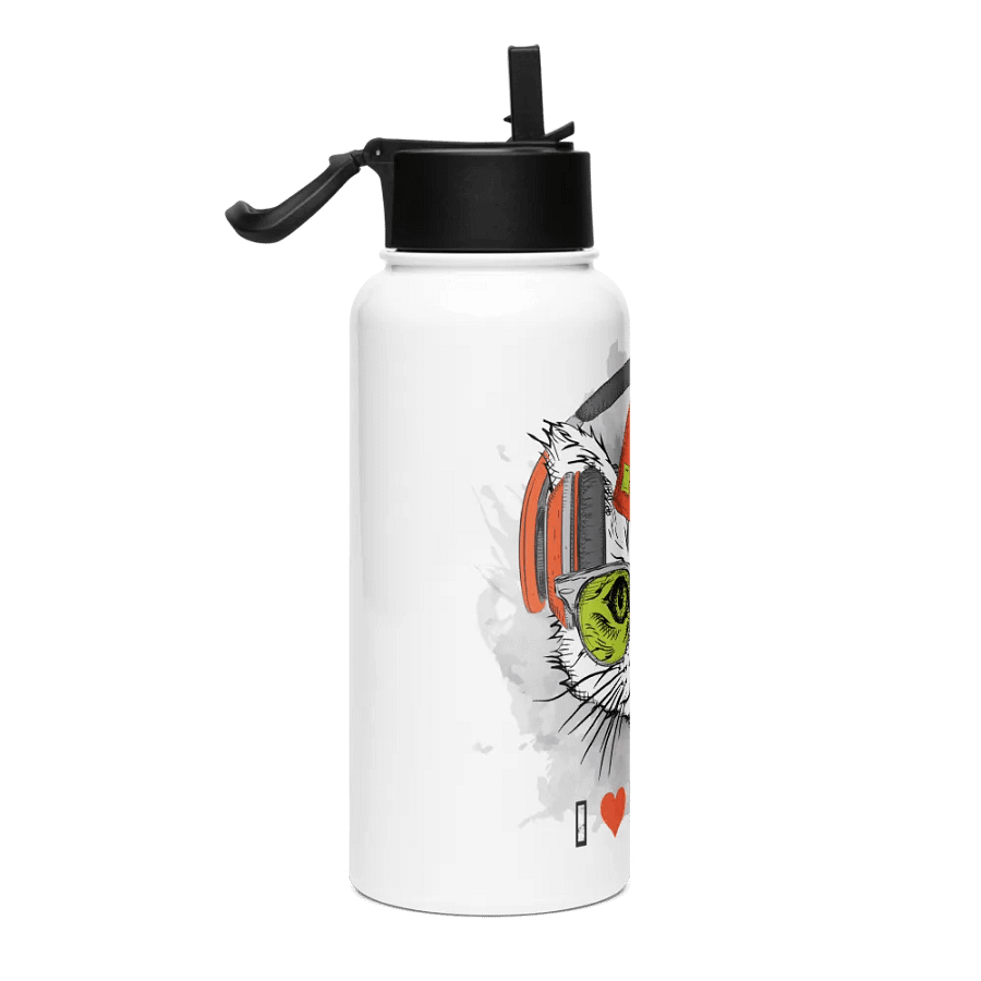 Cool Cat Music Lover Water Bottle product image (4)