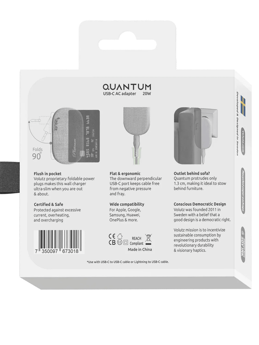 Quantum I 20W Ultra-flat USB-C Wall Charger, Snow-White product image (6)