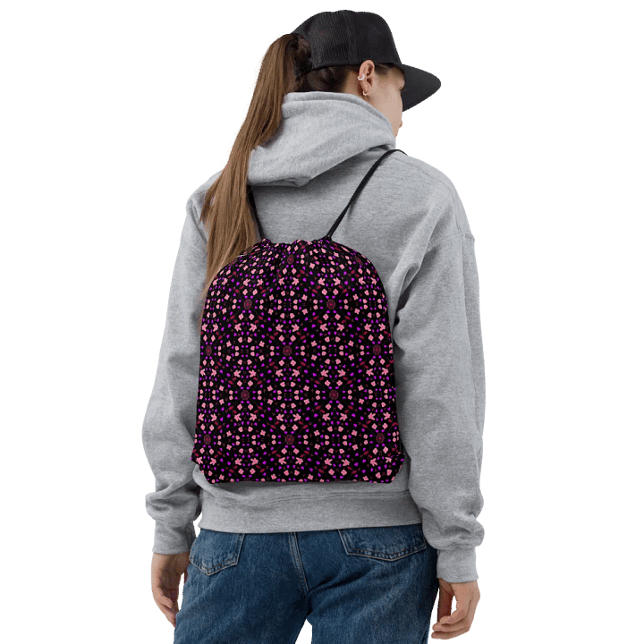 Hearts and Flowers Dark Drawstring bag product image (2)