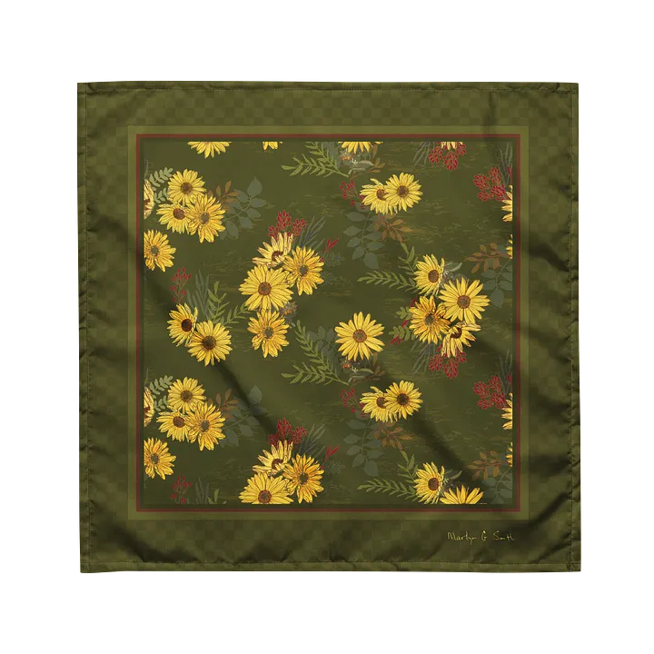 “Helianthus Sunflower Amongst the Greens” Bandana in Green product image (1)