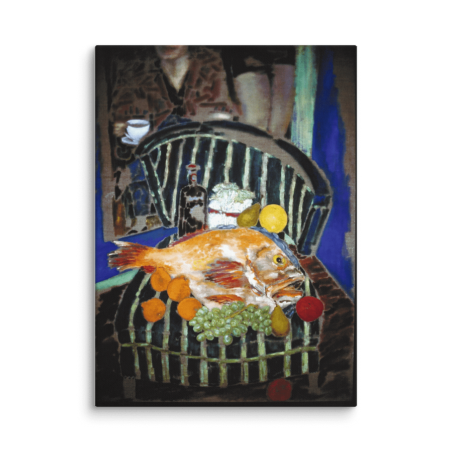 Still Life on Striped Chair (1988) on canvas (40" x 55") product image (2)