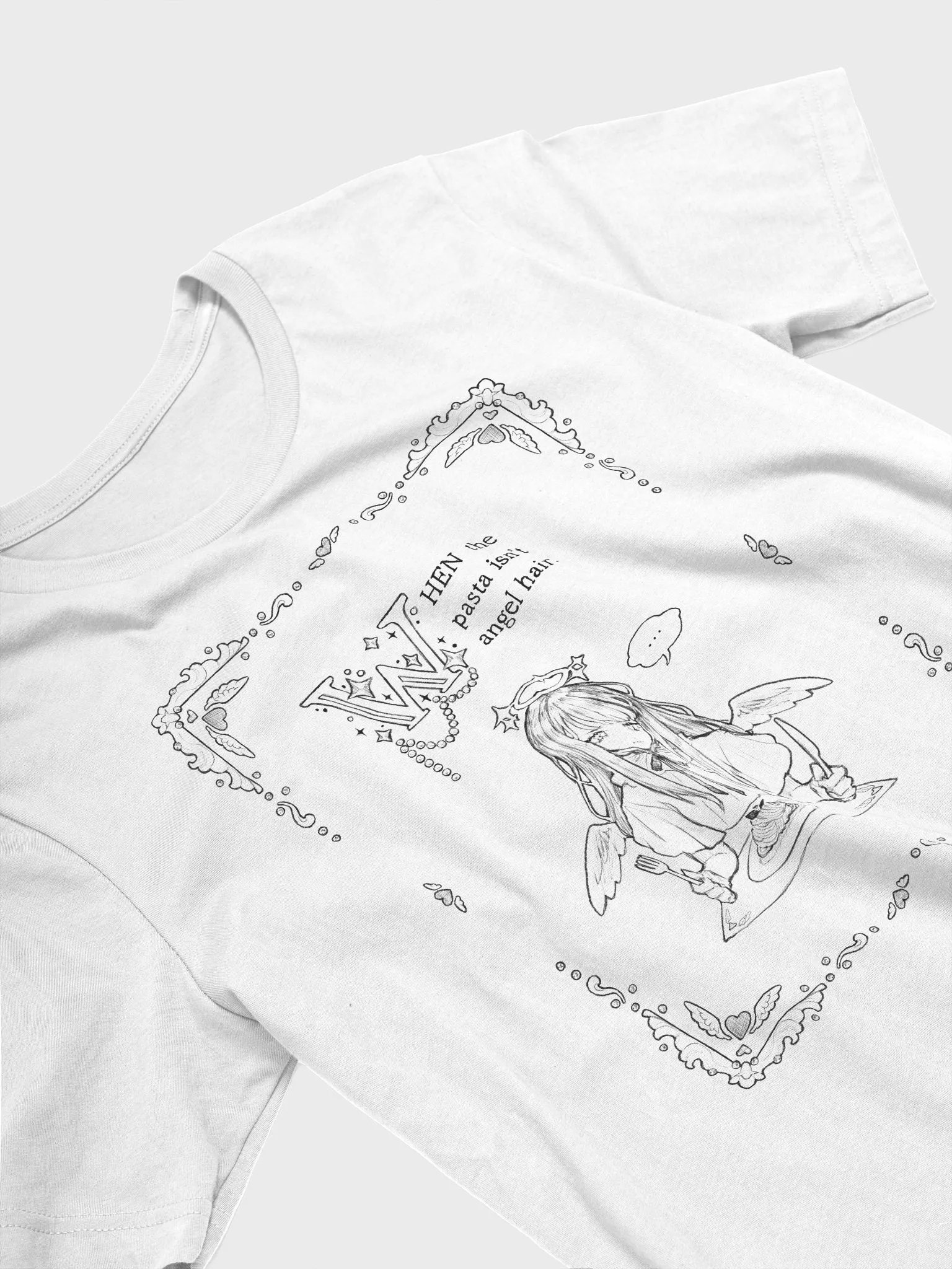 angel hair pasta // black tee product image (3)