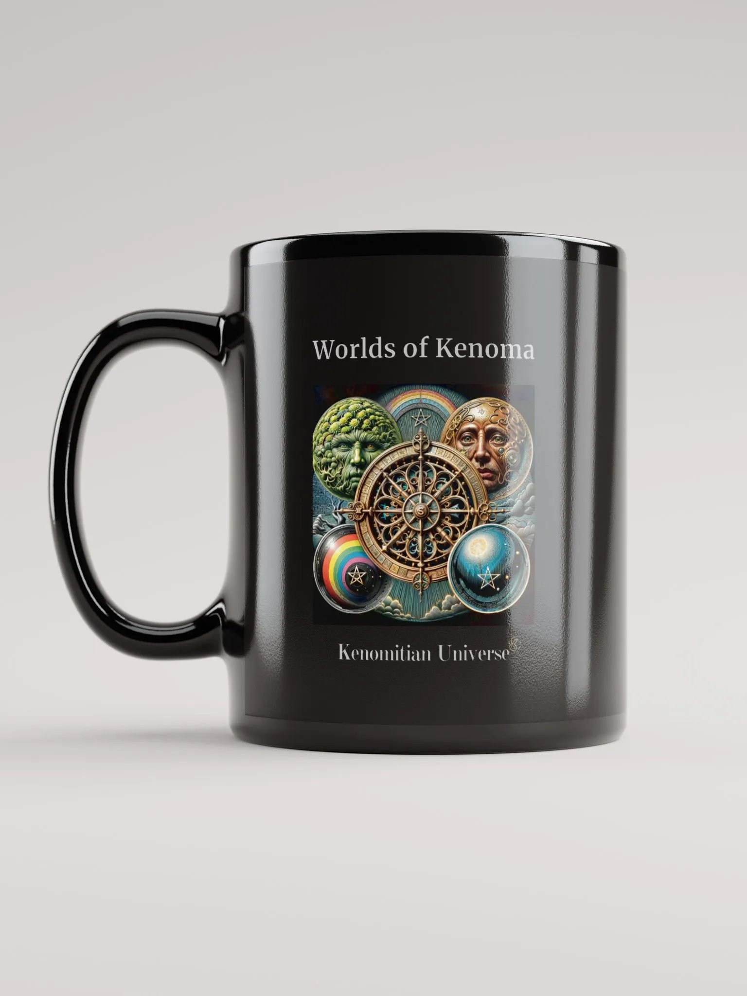 Worlds of Kenoma | Black Glossy Mug product image (6)