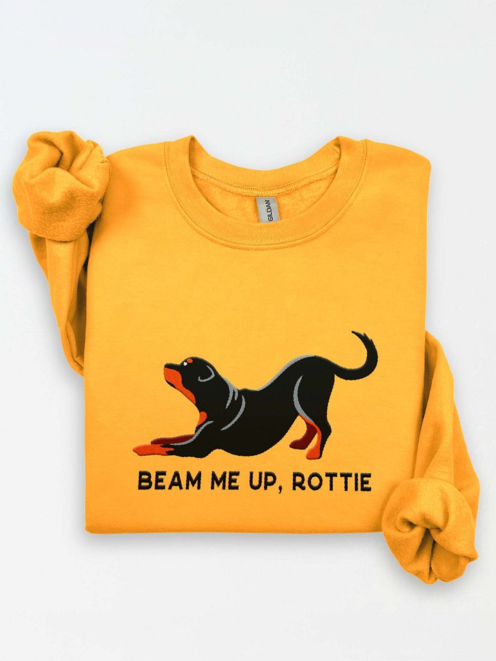 Beam Me Up, Rottie Sweatshirt (Embroidered) of a Rottweiler(Full Tail) product image (1)