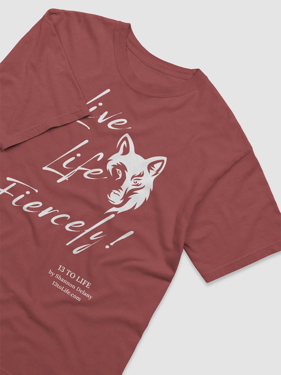 Live Life Fiercely – 13 TO LIFE Wolf T-shirt – White Print on Color product image (34)