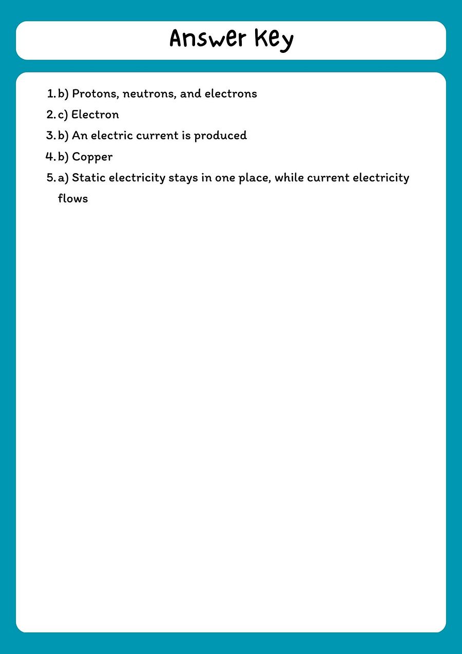 Atoms and Electricity - Reading Comprehension with Questions product image (3)