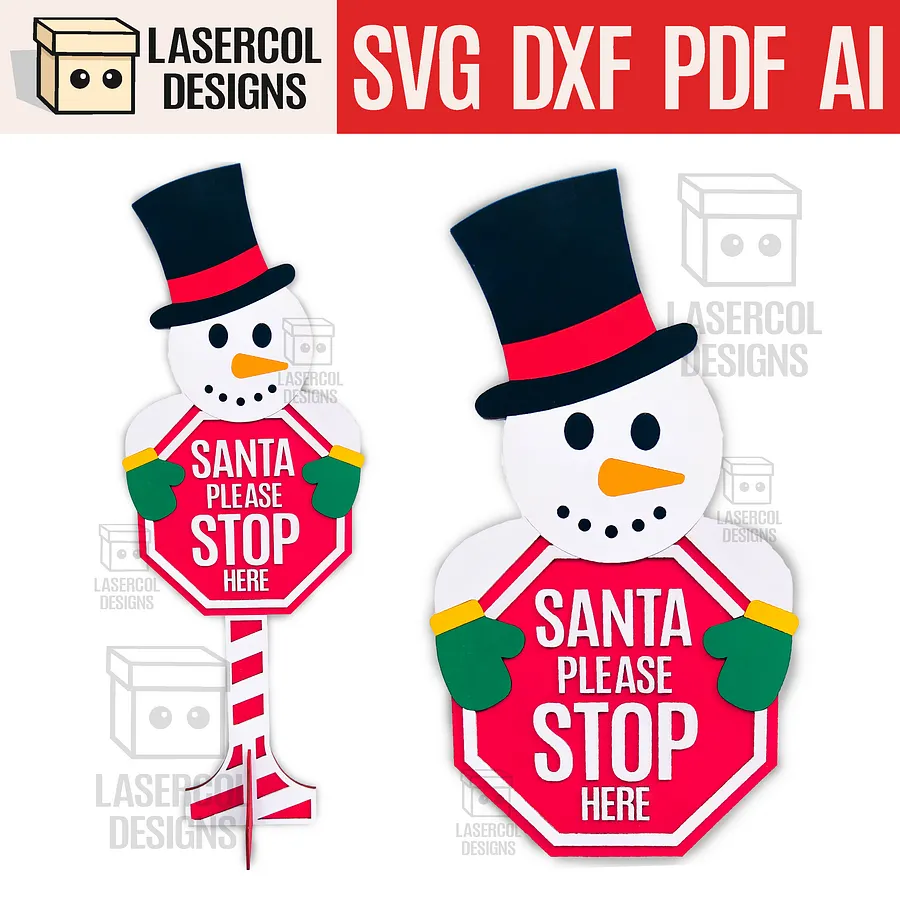 Santa Please Stop Here Signs Bundle - Laser Cut Files product image (4)
