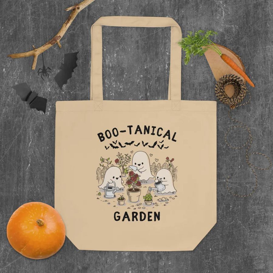 Hand-Drawn Spooky Gardener Ghost Canvas Cotton Bag product image (6)