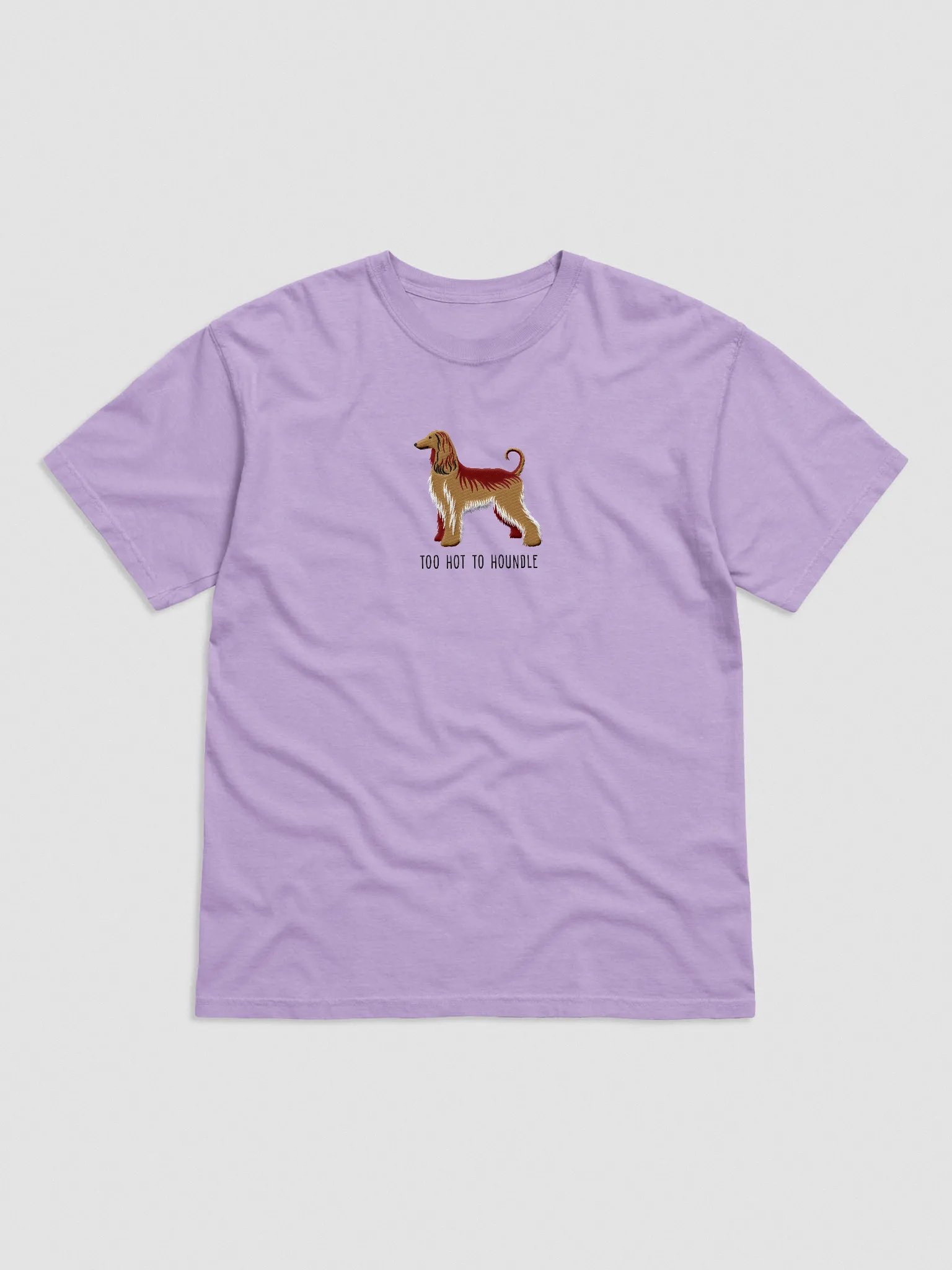 Too Hot To Houndle T-Shirt(Embroidered) of an Afghan Hound product image (4)