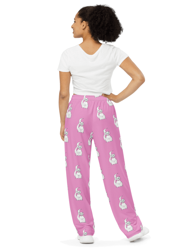 White Cat (art by Dina R.) akril payting picture - Wide-Leg Pants product image (2)