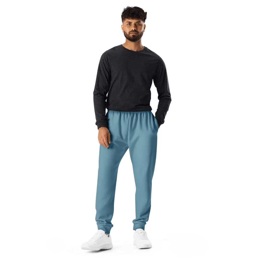 Plain Medium Light Blue Soft Summer Recycled Polyester Premium Men's Joggers by Treasure Pie product image (11)