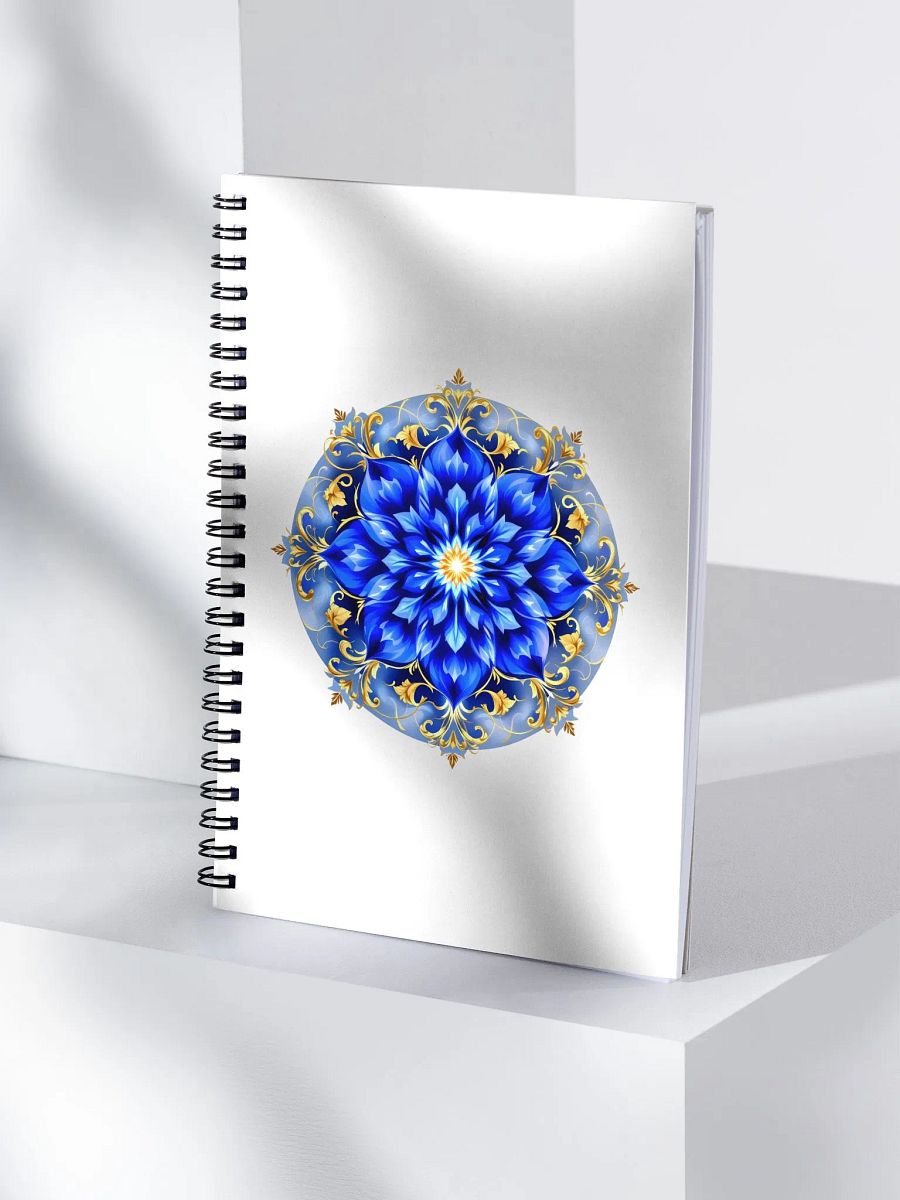 Blue Jasmine Glow Spiral Notebook – Elegant Floral Design with Gold Accents product image (4)