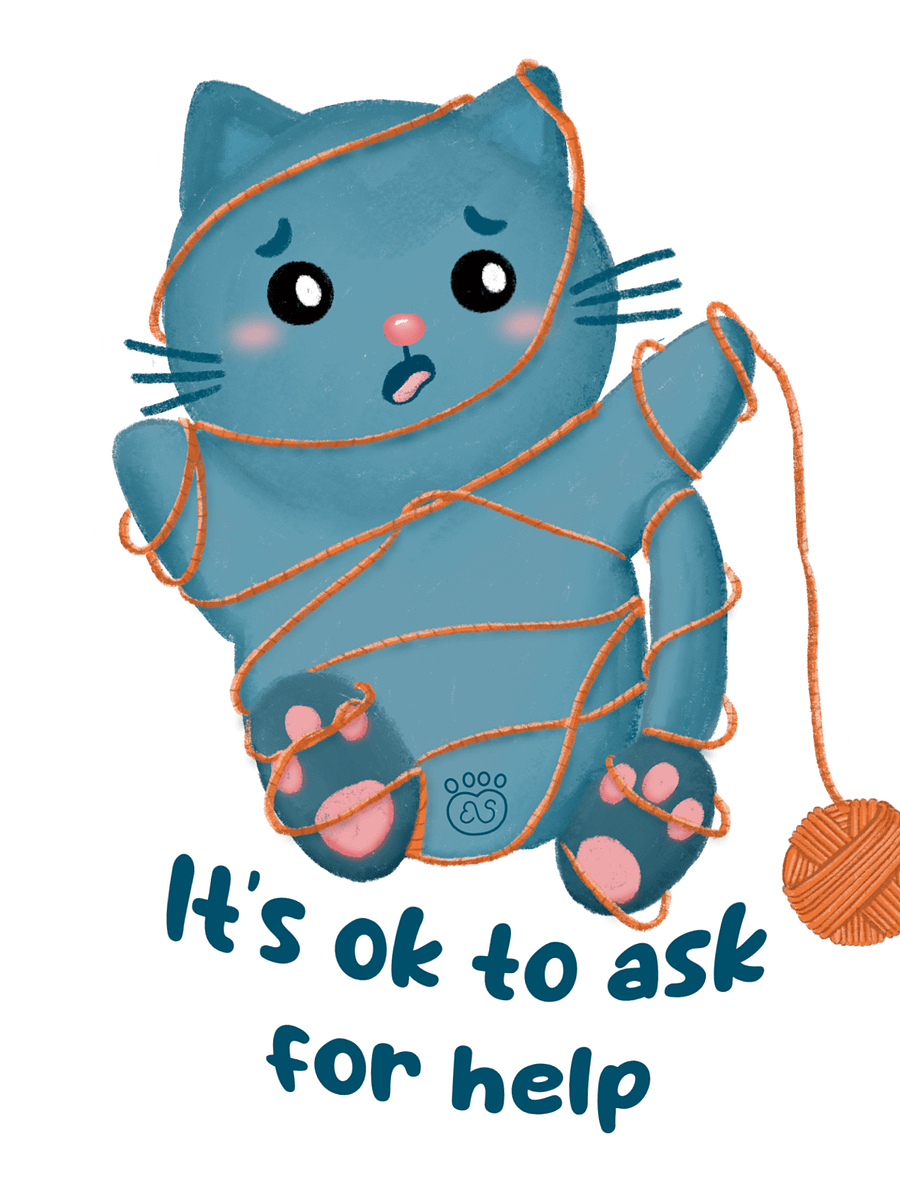 It's okay to ask for help Cat Sticker product image (1)