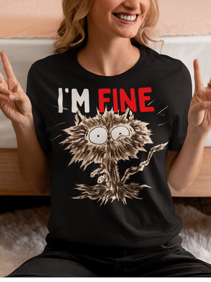 Anxious Cat 'I'M FINE' Dark Tee product image (1)