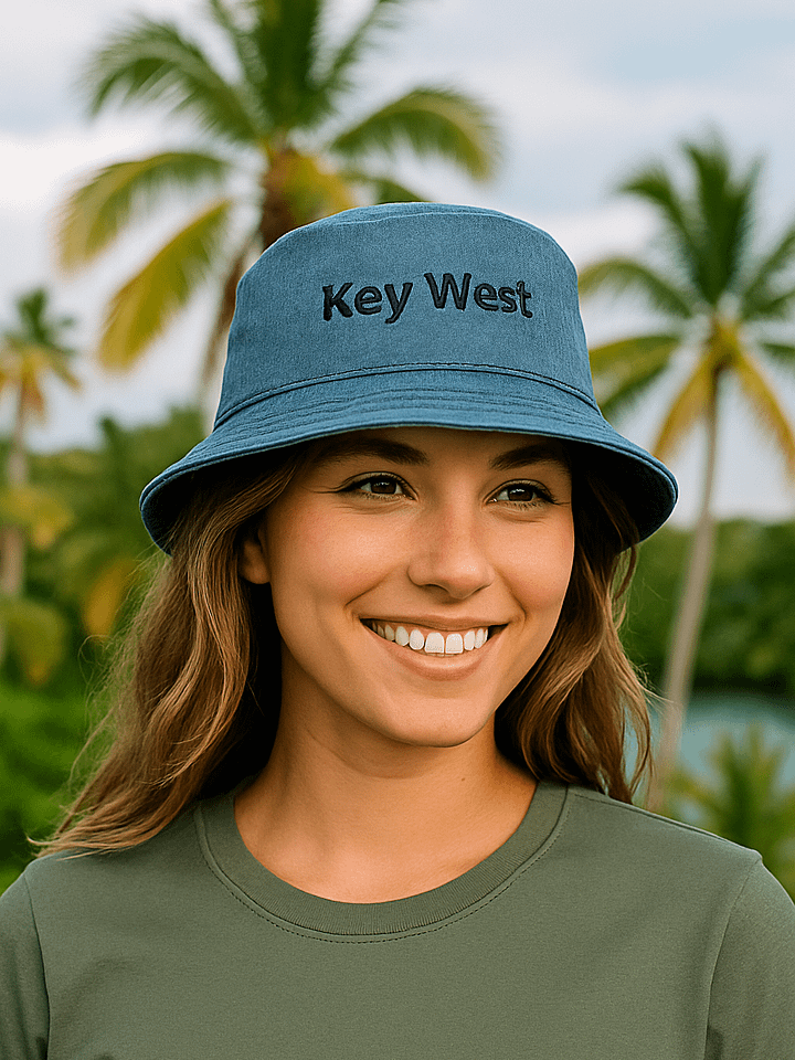 Key West Embroidered Denim Bucket Hat product image (1)