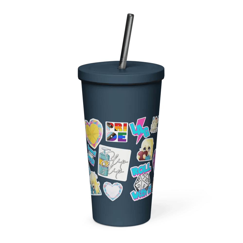 Faux Sticker Insulated Tumbler with Lid and Straw product image (5)