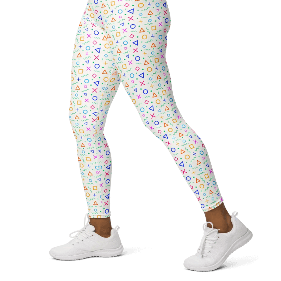 Geometric Groove High-Waisted Leggings - Colorful Shape Pattern Activewear product image (6)