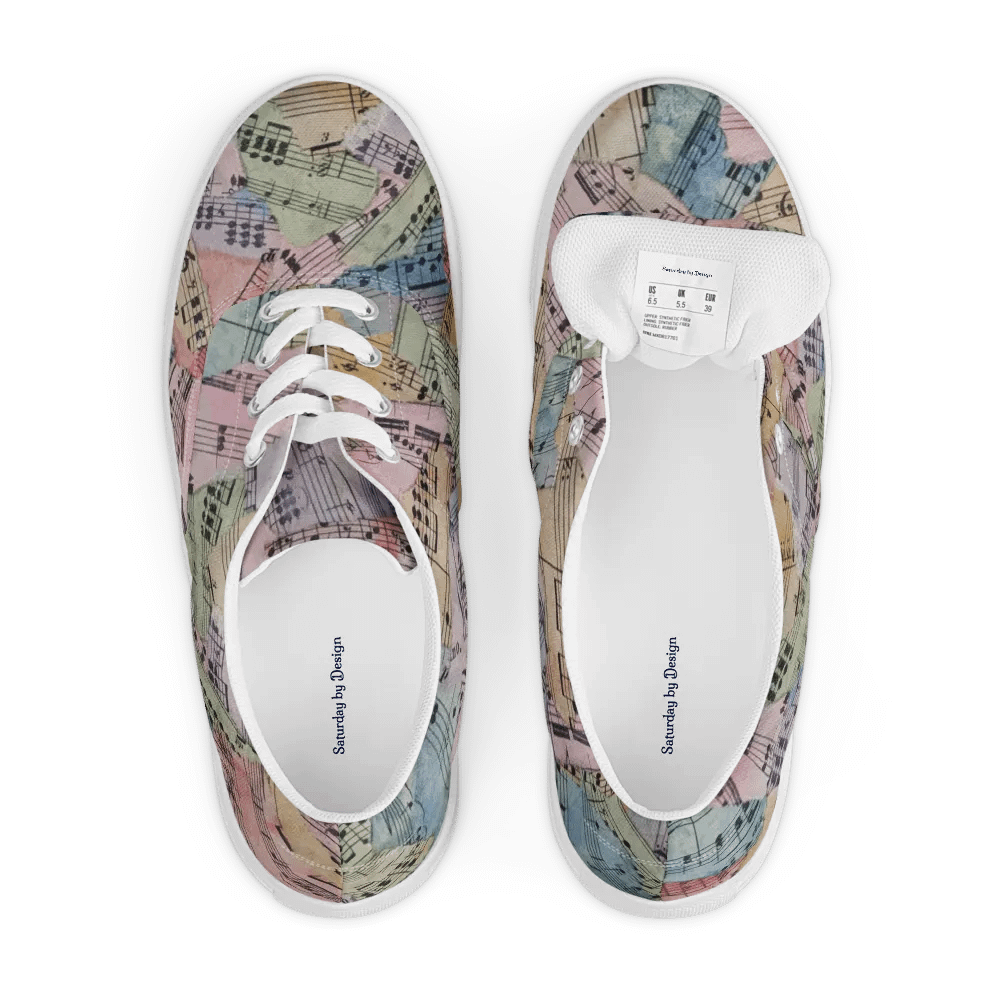 Colorful Sheet Music Collage Women's Lace-Up Canvas Shoes product image (3)