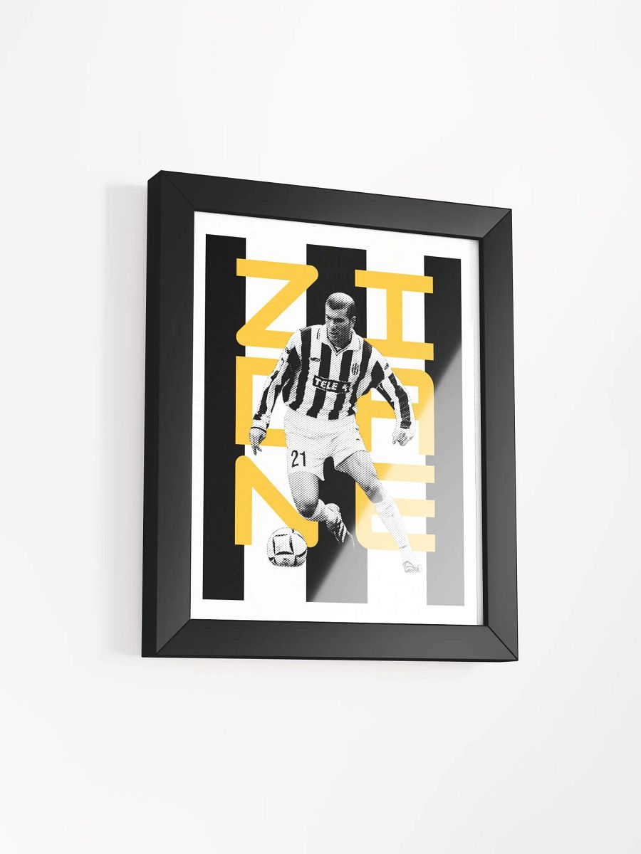 Zinedine Zidane BW Juventus Name Art Framed Print product image (3)
