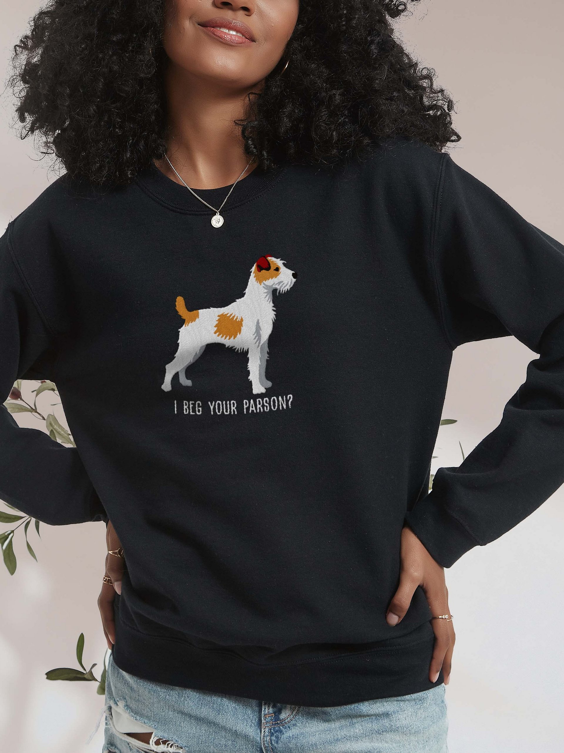I Beg Your Parson? Sweatshirt (Embroidered) of a Parson Russell Terrier(Brown) product image (2)