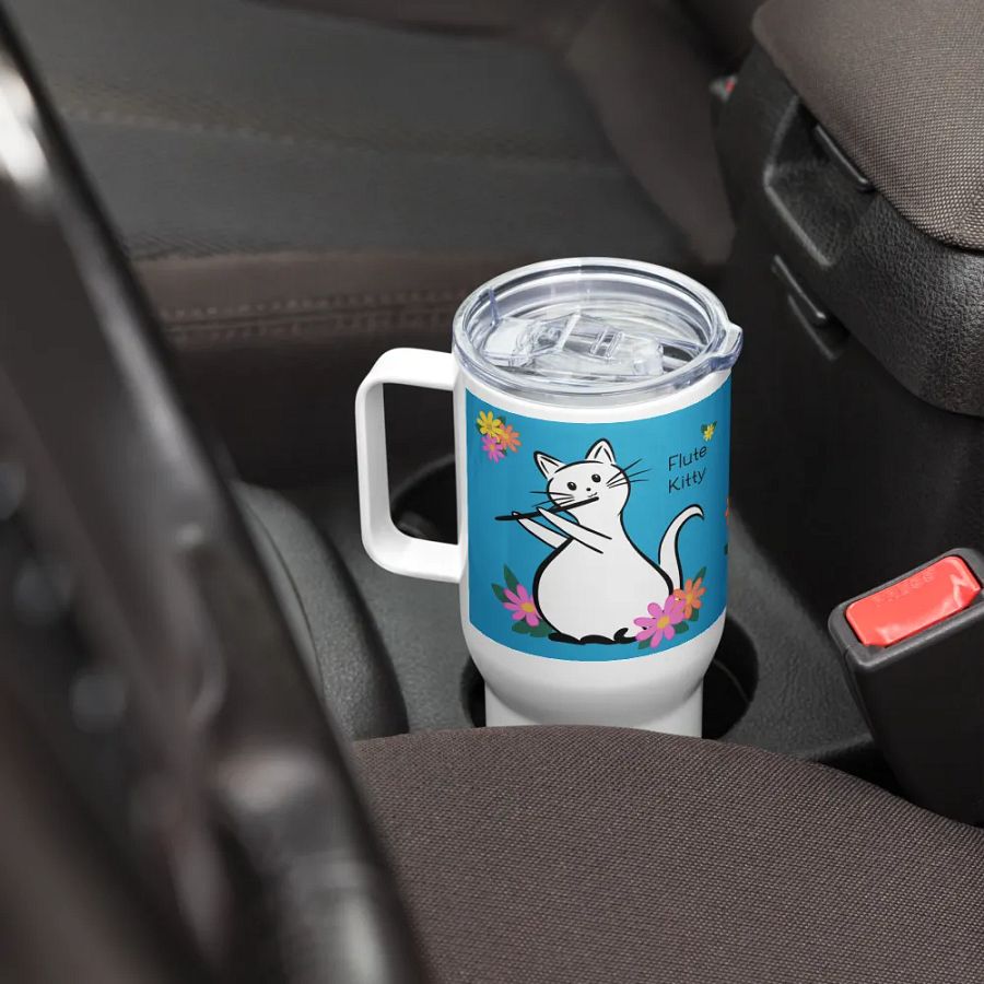 Flute Kitty Travel Mug w handle - C Flute product image (8)