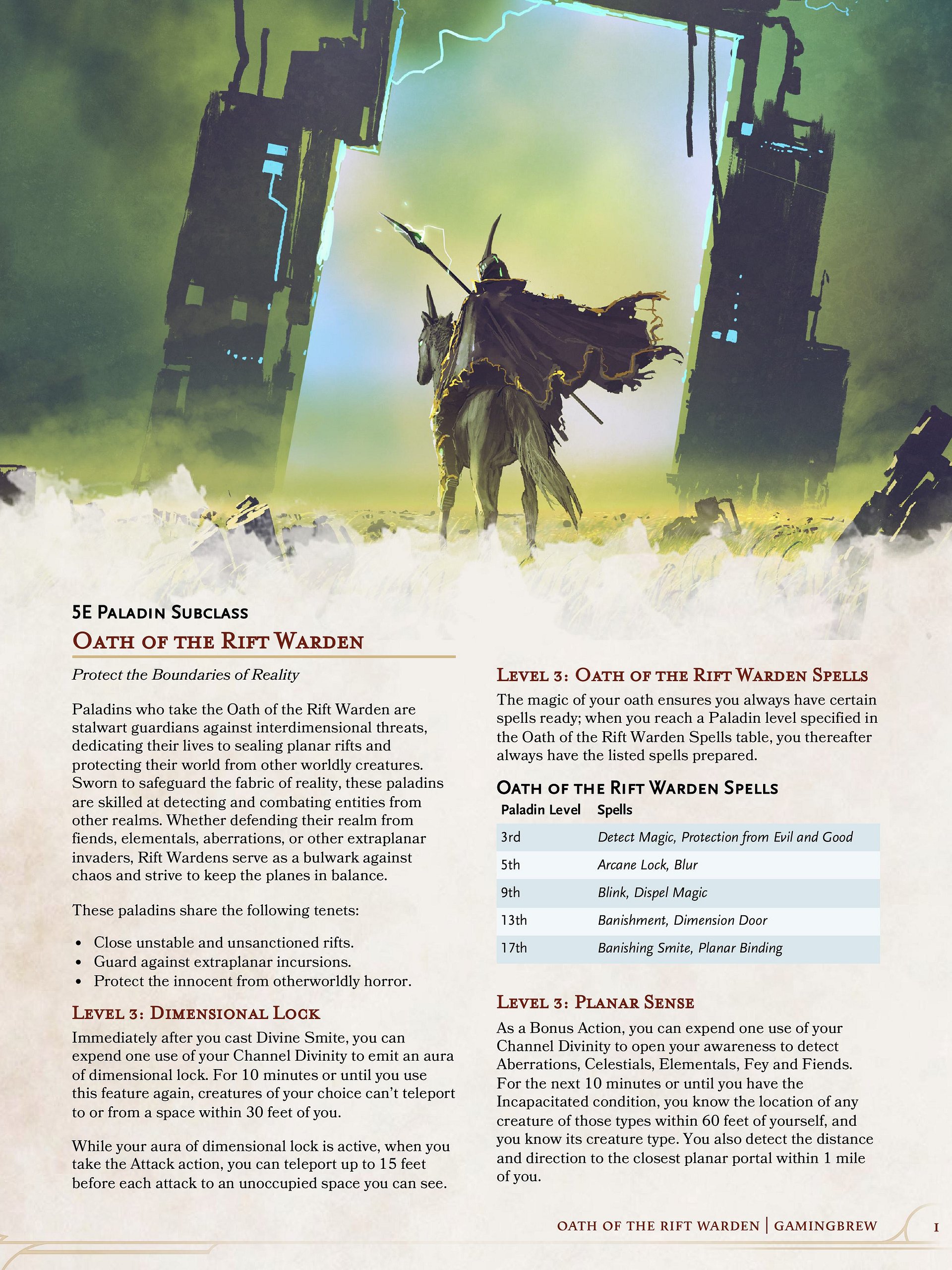 Oath of the Rift Warden | 5E 24 Paladin Subclass product image (2)