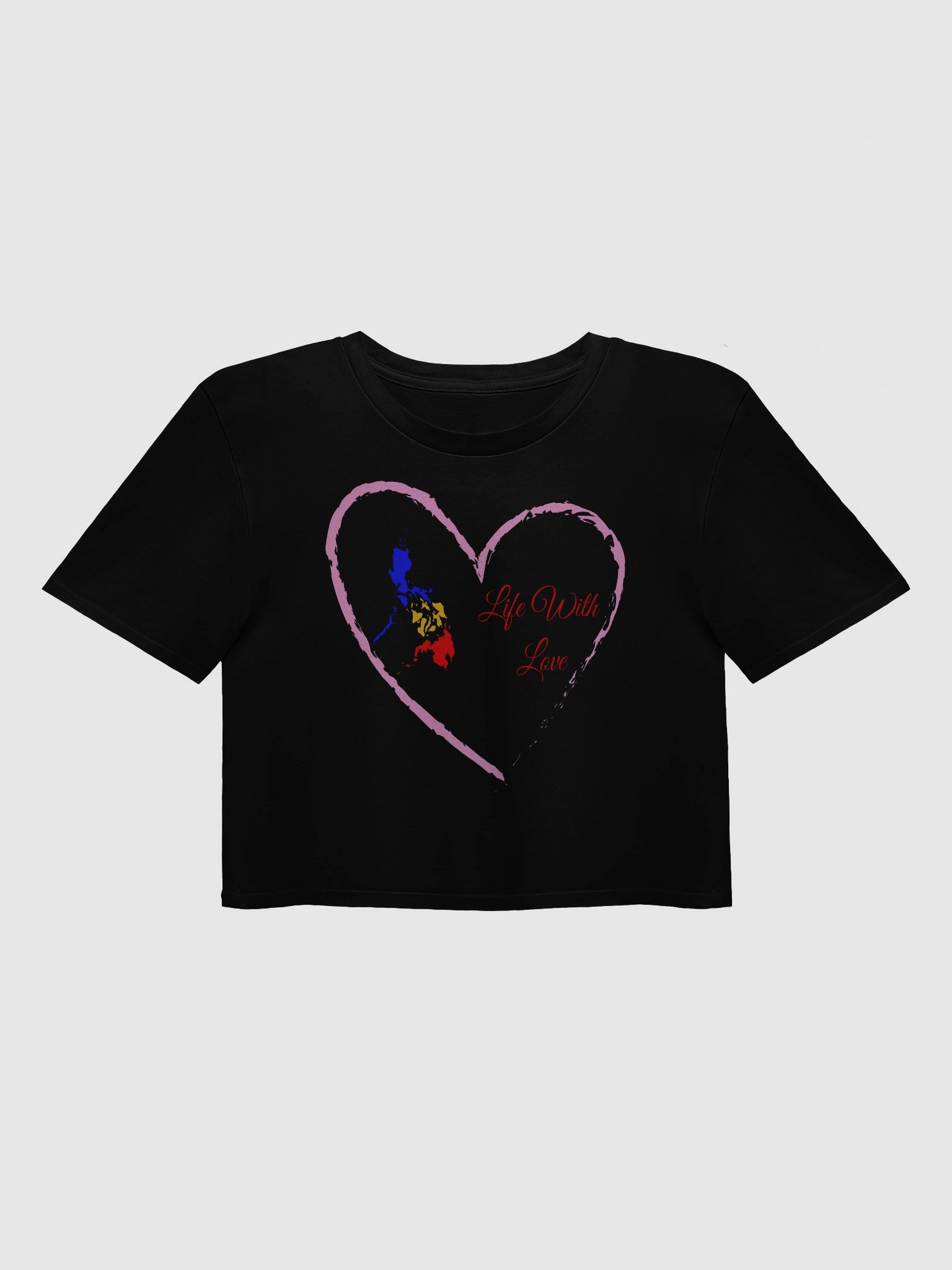 🇵🇭 Life With Love – Philippines Heart Map Crop Tee product image (1)