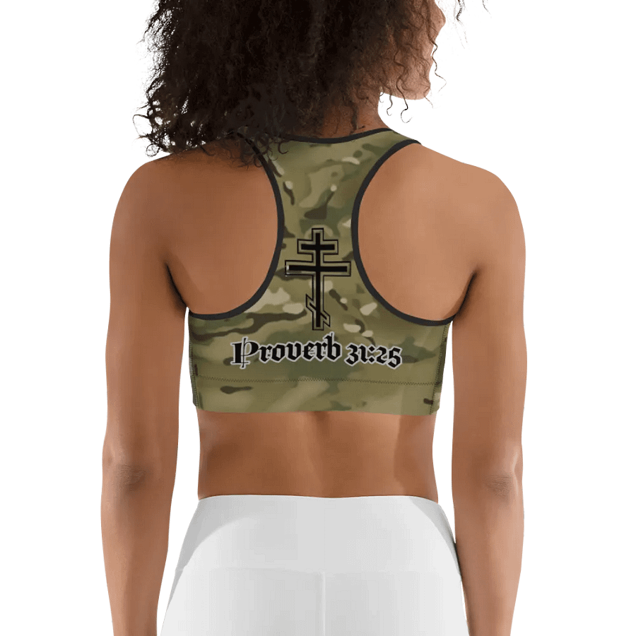 Faithful Camo: Proverb 3:25 Sports Bra - Multicam product image (5)