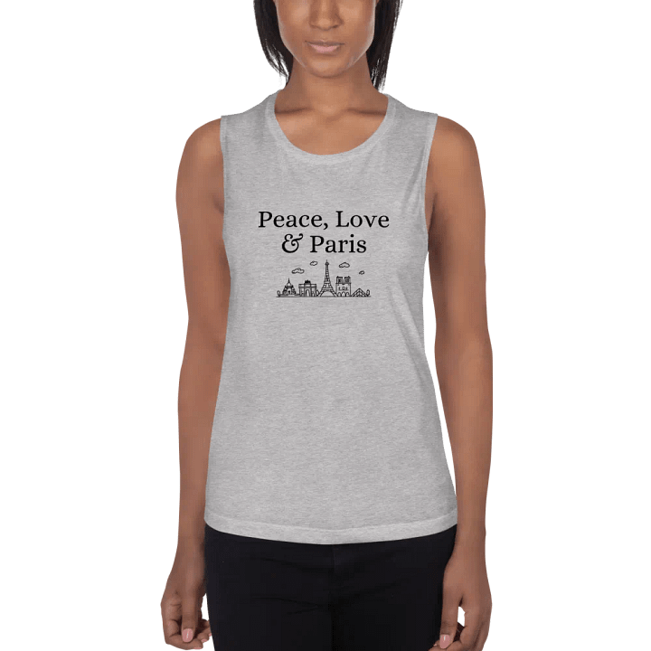 Peace, Love and Paris with Monuments Women's Flowy Muscle Tank | Black Ink product image (1)