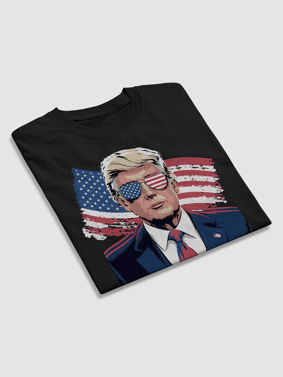 Trump "G.O.A.T" T-Shirt – Patriotic USA Flag Sunglasses Design product image (4)