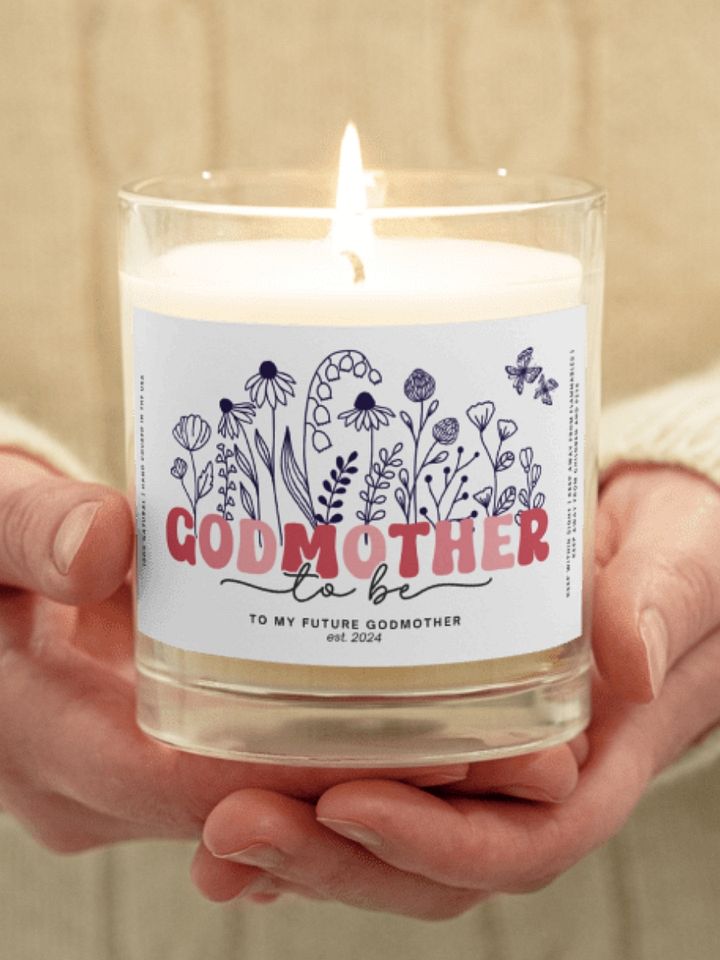Pink groovy godmother proposal candle product image (1)