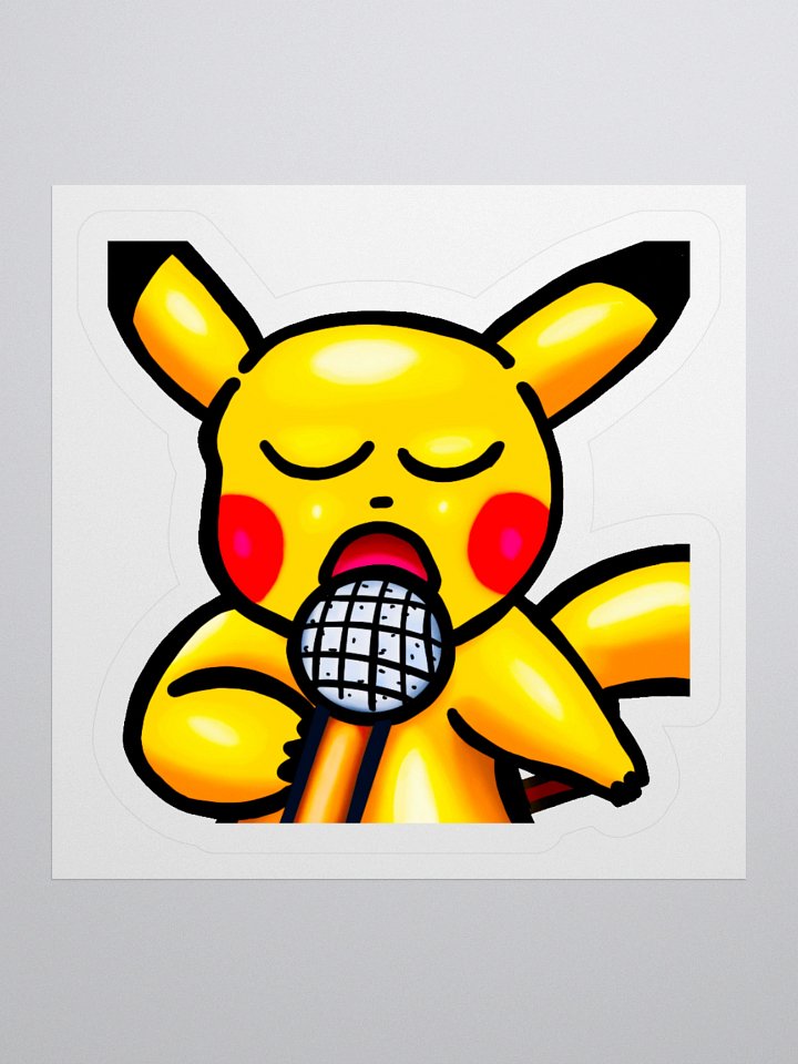 Singing Yellow Electric Mouse Vinyl Stickers (3" x 3") product image (1)