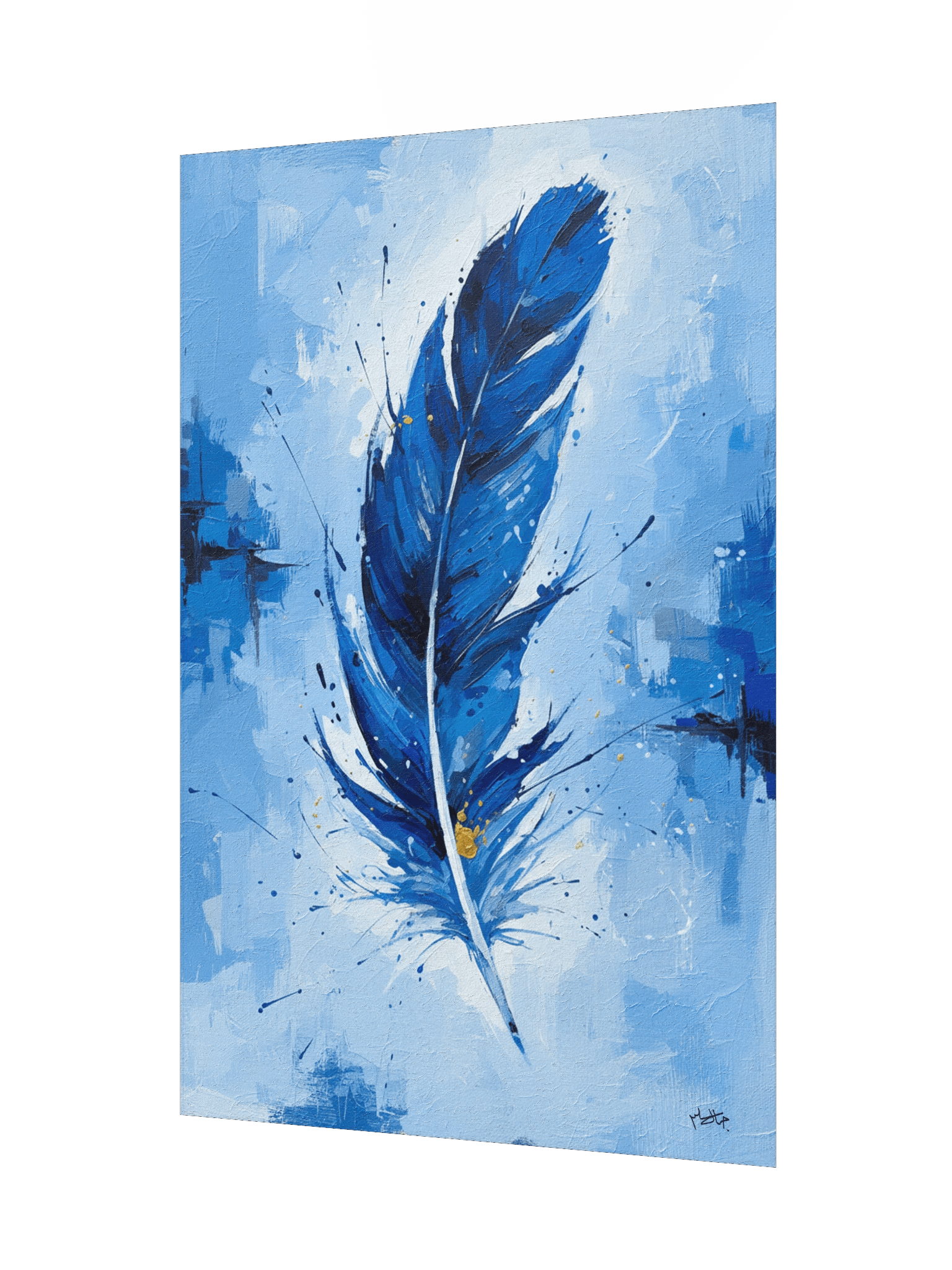 Azure Drift – Blue Feather Abstract Canvas Art product image (4)