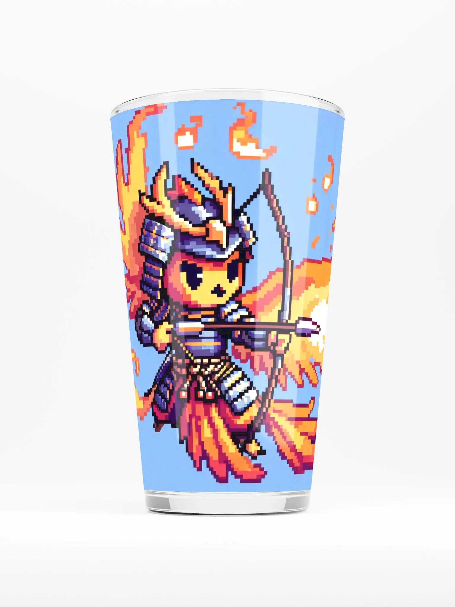 Pixel Art Phoenix Samurai Archer Pint Glass product image (1)