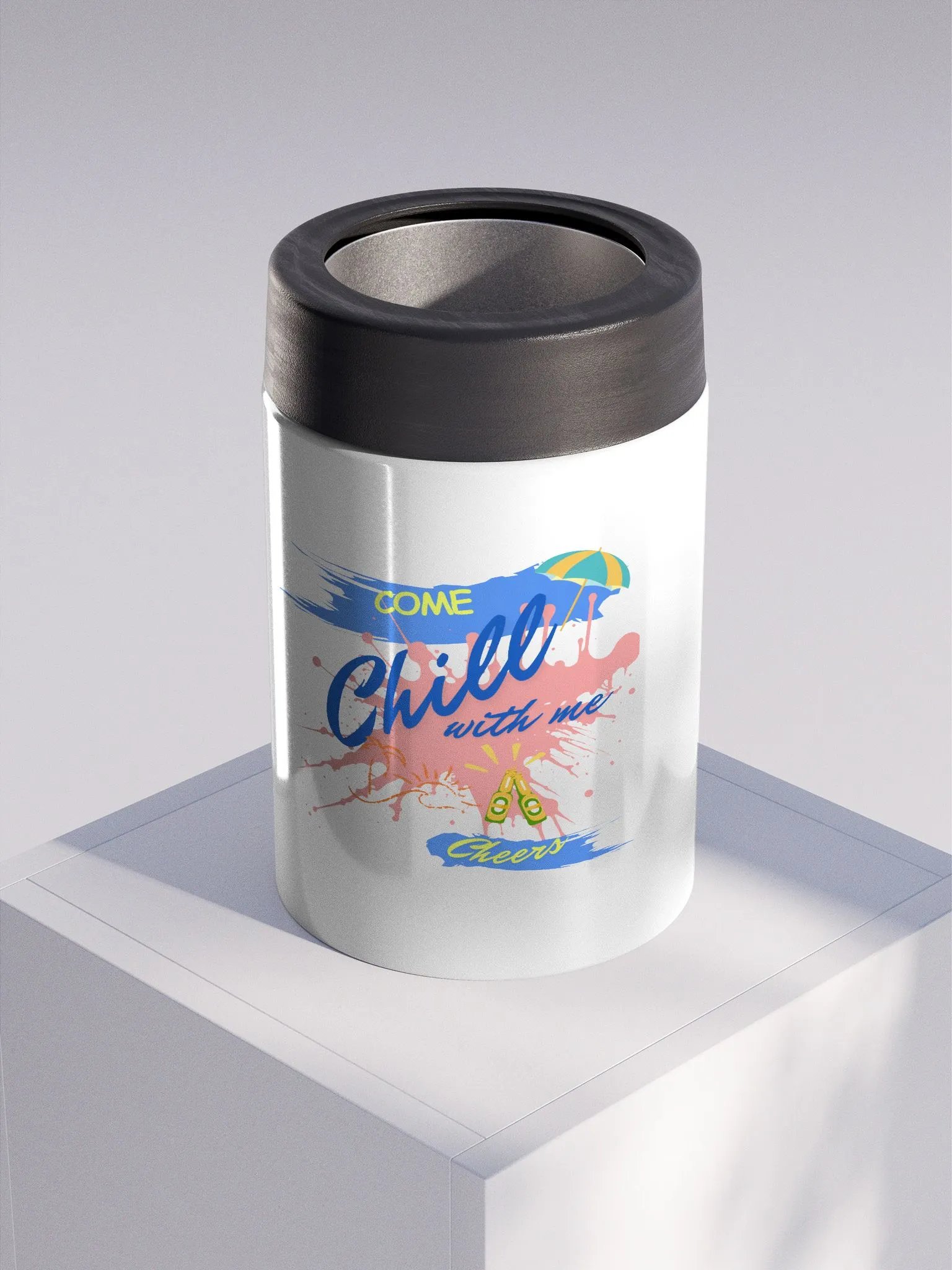 Stainless steel Koozie for your summer parties.   ‘Come chill with me’ design. product image (3)