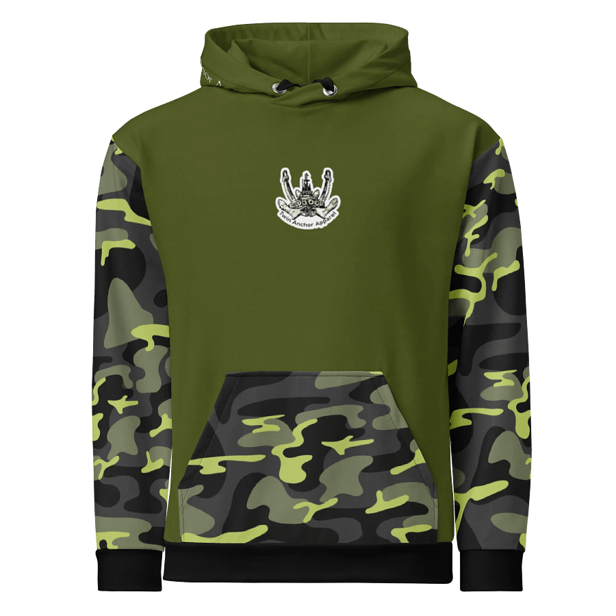 Camouflage & Green Twin Anchor Logo Hoodie product image (1)
