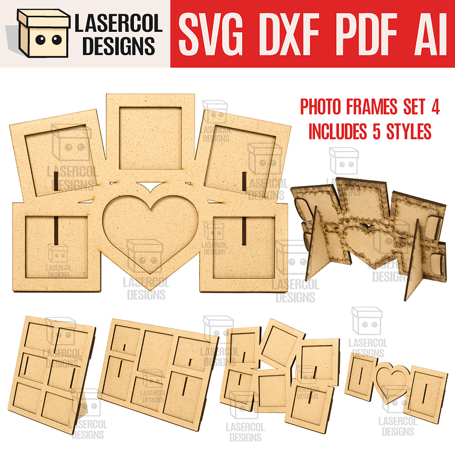 Photo Frames Bundle (Set 1-2-3-4) - Laser Cut Files product image (6)