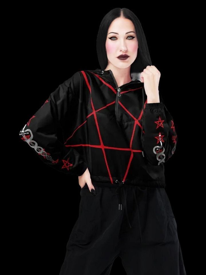 Baphomet Infernal Devotion Crop Wind Jacket product image (1)