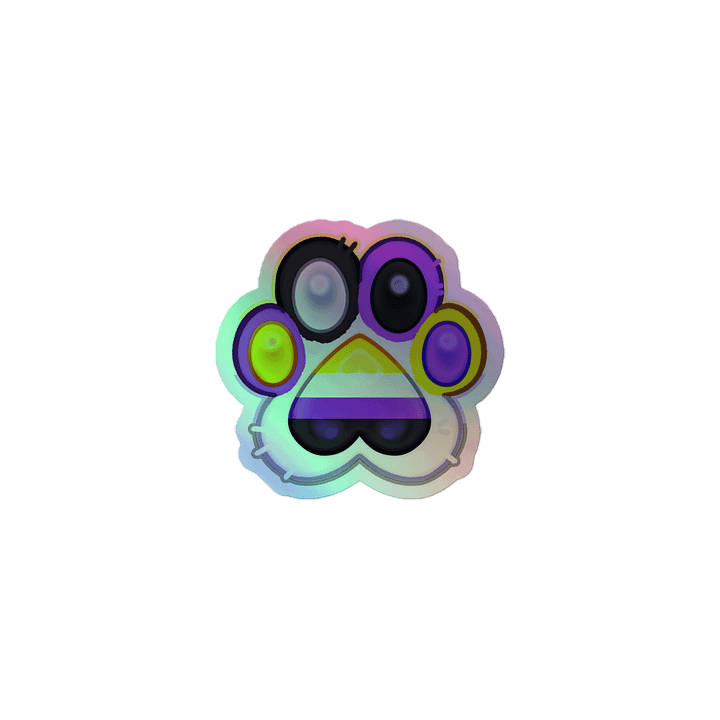 Nonbinary Pride Paw Print Holographic Kiss Cut Sticker product image (1)
