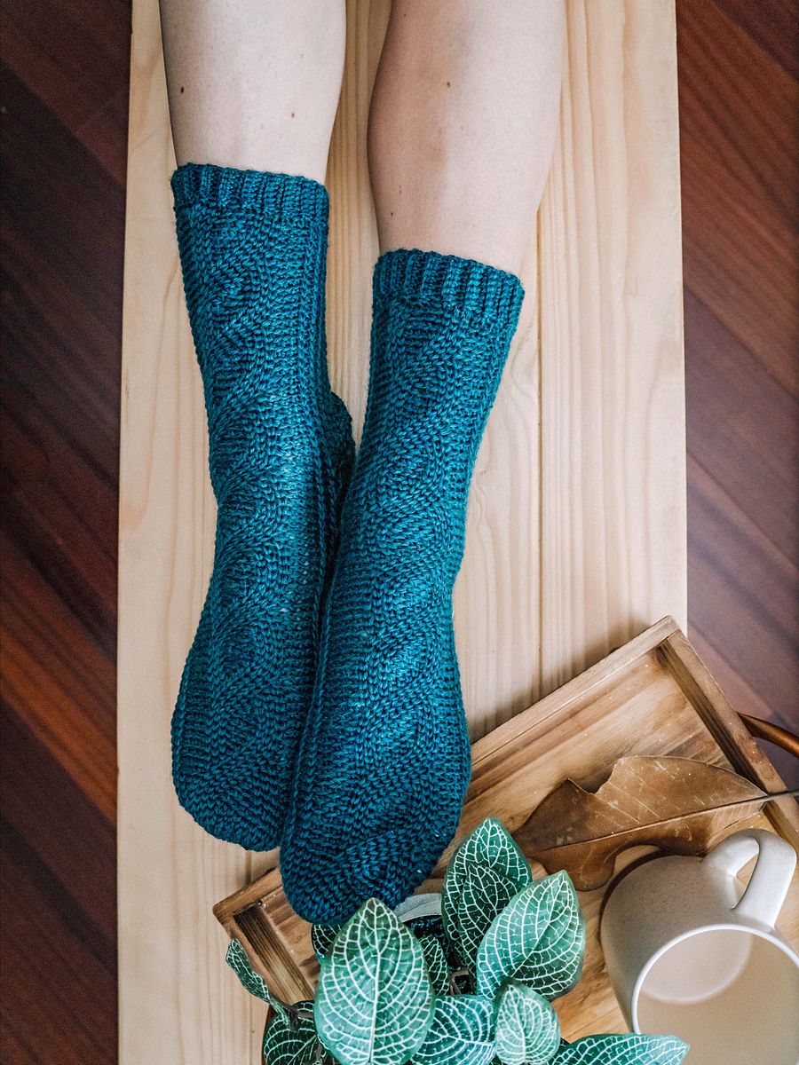 Mock Cable Crochet Sock Pattern product image (1)
